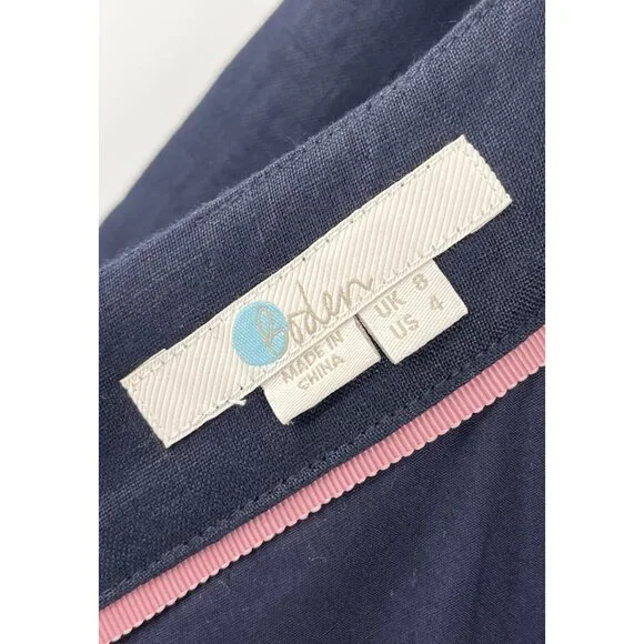 BODEN Women's Navy Linen Ruffle Front & Hem Straight Skirt US 4 - Picture 5 of 6